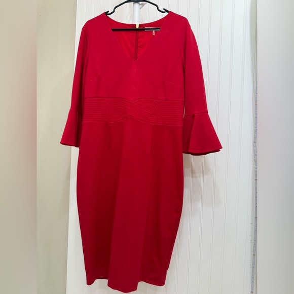 Trina Turk red knit bell sleeve dress - Picture 6 of 6